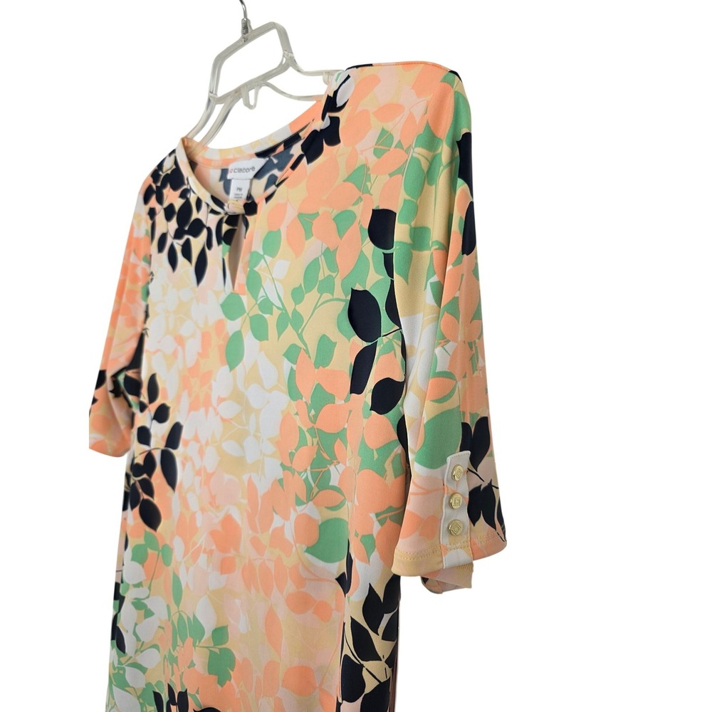Liz Claiborne Petite Medium PM Papaya Leaf Keyhole Knit Top Elbow Sleeve NWT - Picture 8 of 11